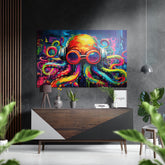 DJ Octopus Brushed Aluminum Dibond Wall Art.